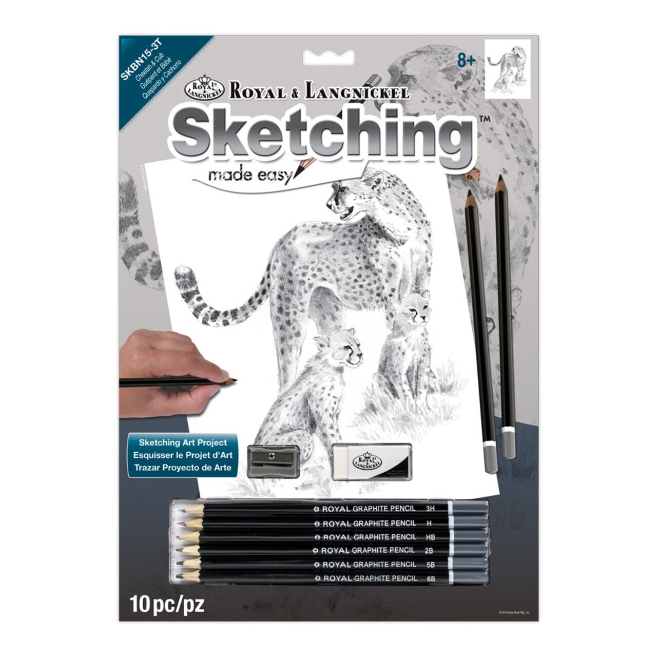 SKBN15 | Sketching Made Easy™ Cheetah & Cub 10pc 8.75" x 11.75" Sketching Art Project